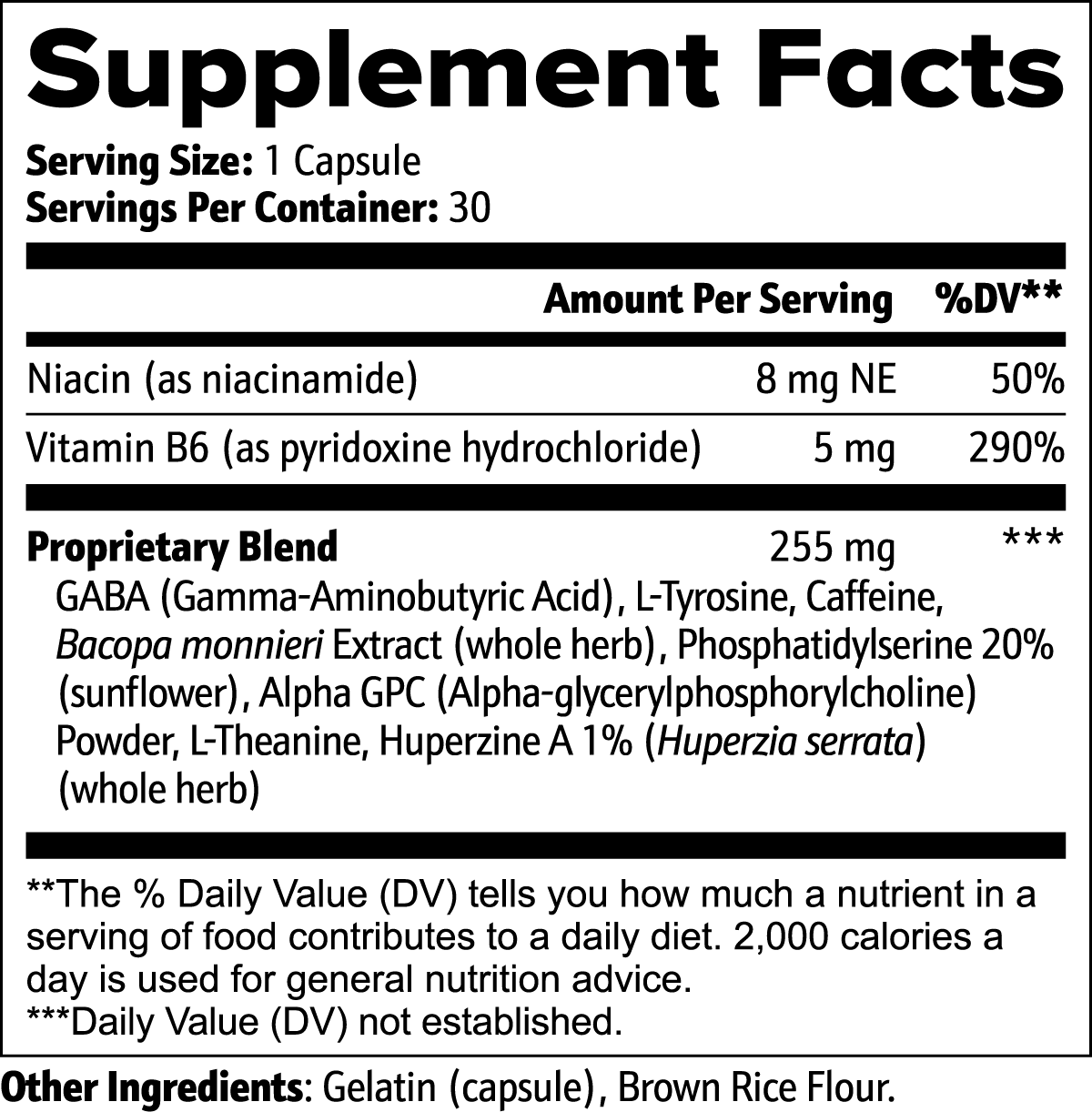 Niacin, Vitamin B6, L-Tyrosine & GABA